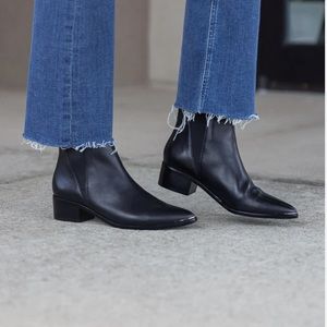 Marc Fisher Black Leather Pointed Toe Yale Ankle Booties